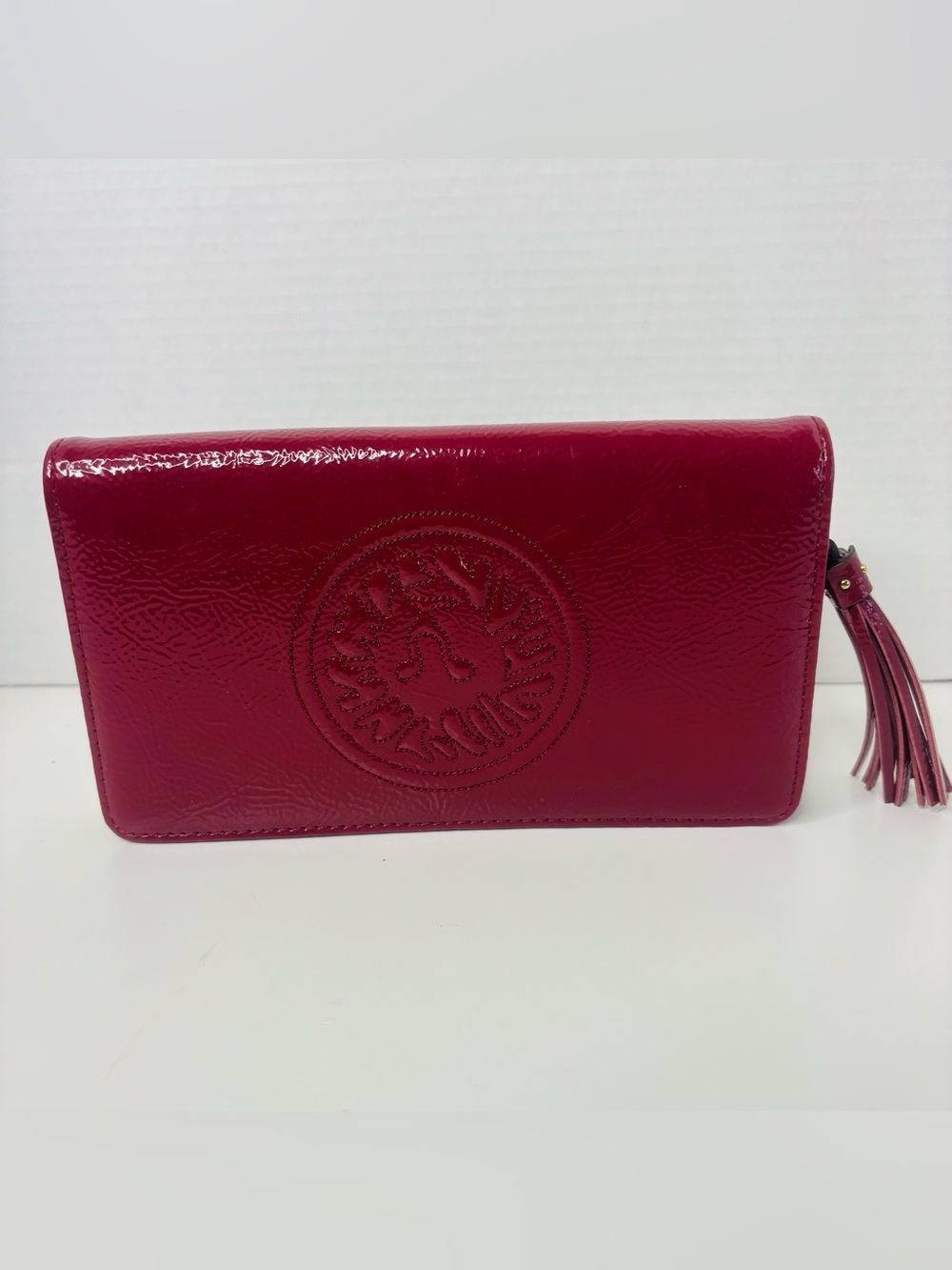 Anne Klein Red Patent Wristlet Wallet with Embossed Logo